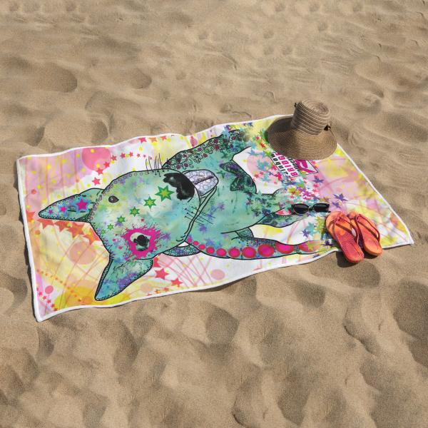 Badehandtuch Paul– Popart-Hundemotiv, 75x165 cm, 100 % Polyester, weich & schnelltrocknend